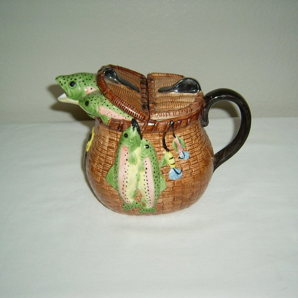 Wang's International Fishing Basket TeaPot EUC